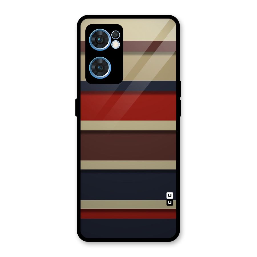 Elegant Stripes Pattern Glass Back Case for Oppo Reno7 5G