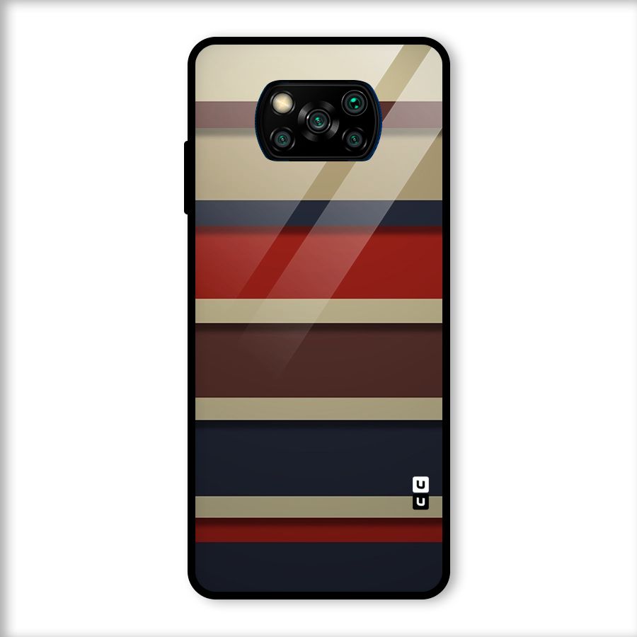 Elegant Stripes Pattern Glass Back Case for Poco X3