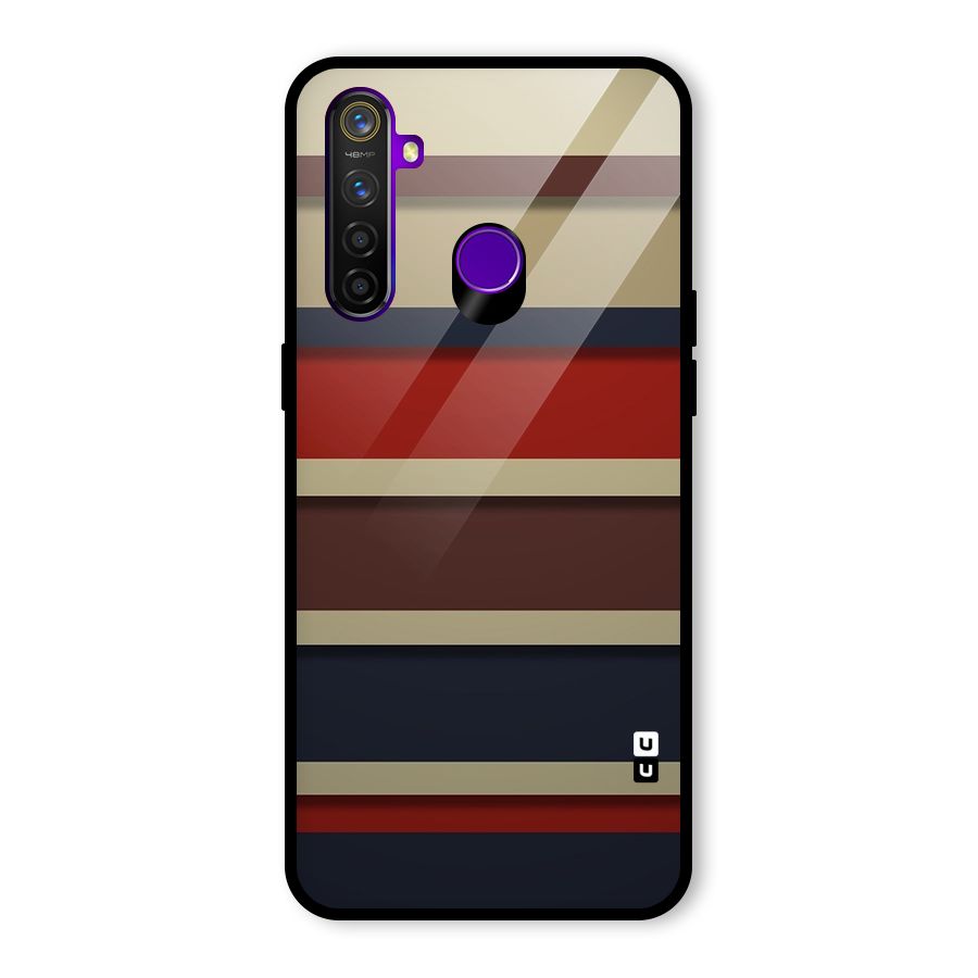 Elegant Stripes Pattern Glass Back Case for Realme 5 Pro