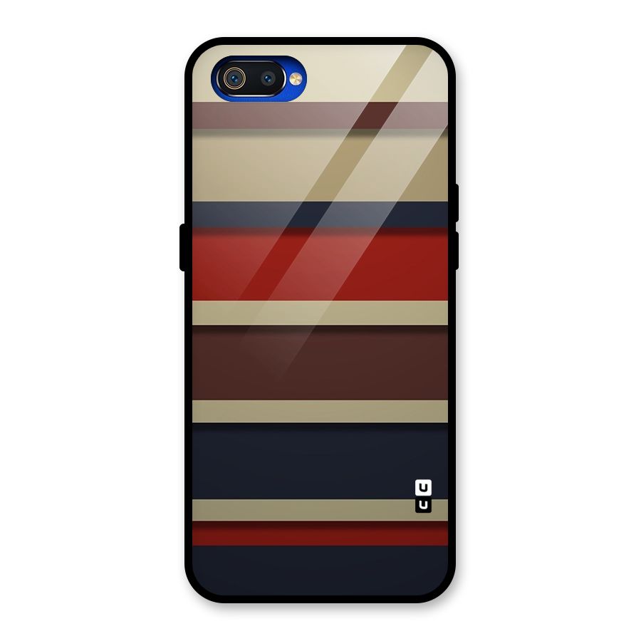 Elegant Stripes Pattern Glass Back Case for Realme C2