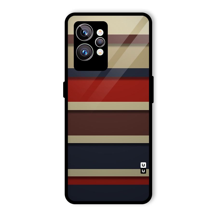Elegant Stripes Pattern Glass Back Case for Realme GT2 Pro