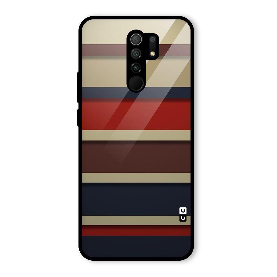 Elegant Stripes Pattern Glass Back Case for Redmi 9 Prime
