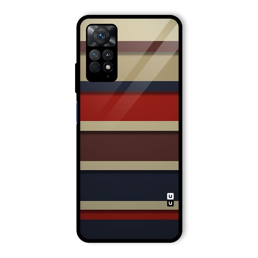 Elegant Stripes Pattern Glass Back Case for Redmi Note 11 Pro