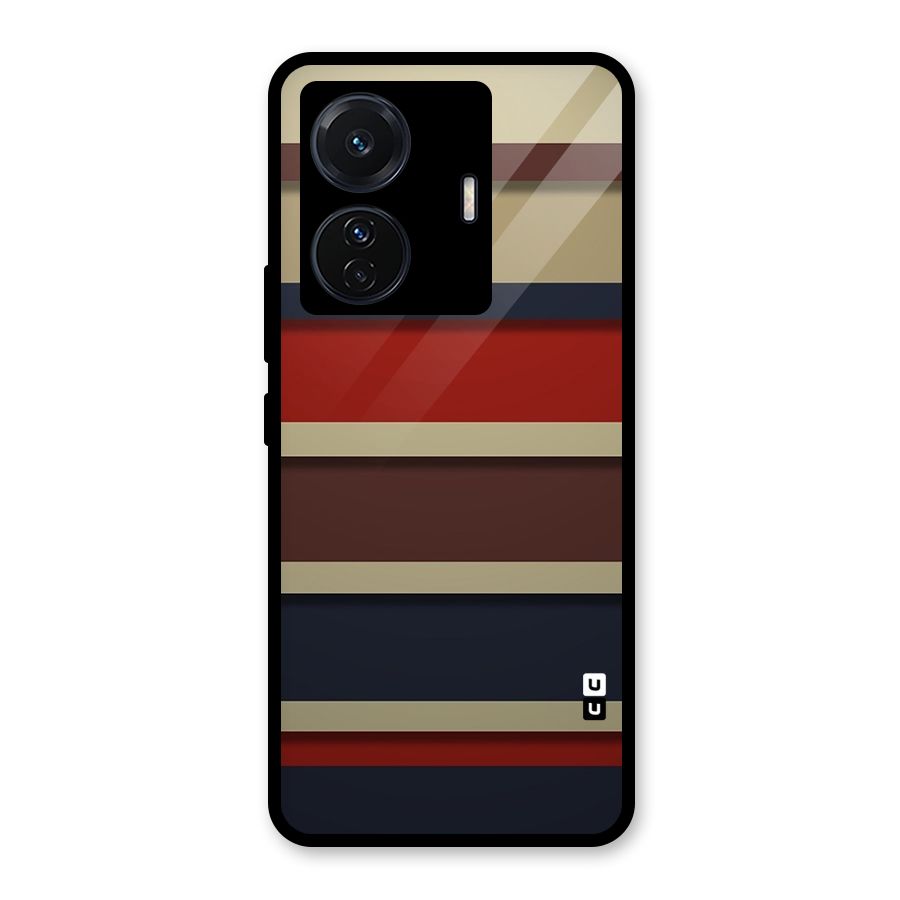 Elegant Stripes Pattern Glass Back Case for Vivo T1 Pro