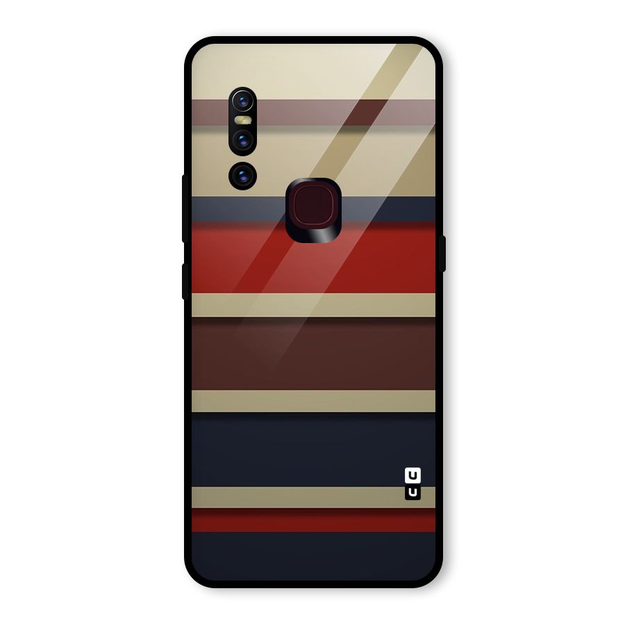 Elegant Stripes Pattern Glass Back Case for Vivo V15
