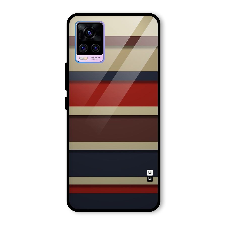 Elegant Stripes Pattern Glass Back Case for Vivo V20 Pro