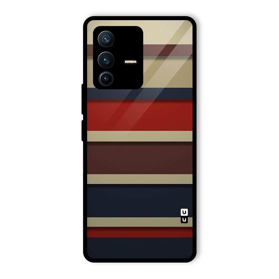 Elegant Stripes Pattern Glass Back Case for Vivo V23 Pro