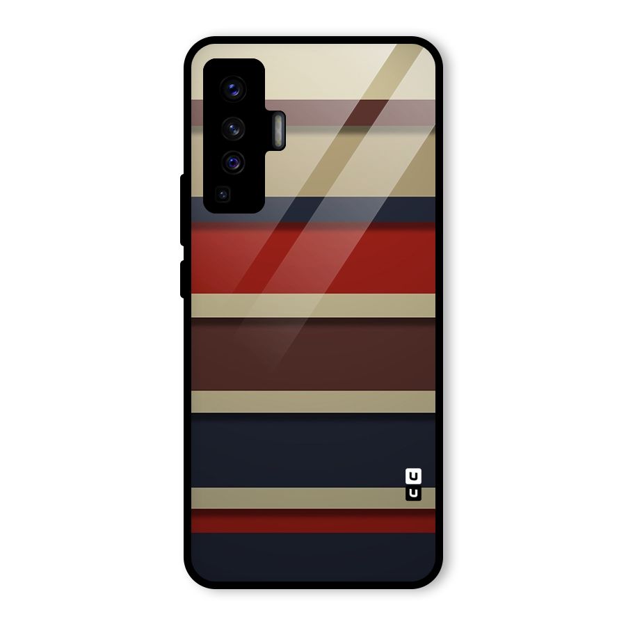 Elegant Stripes Pattern Glass Back Case for Vivo X50
