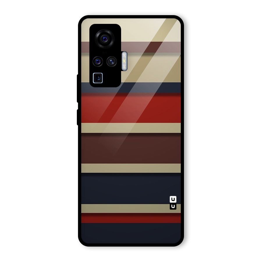 Elegant Stripes Pattern Glass Back Case for Vivo X50 Pro