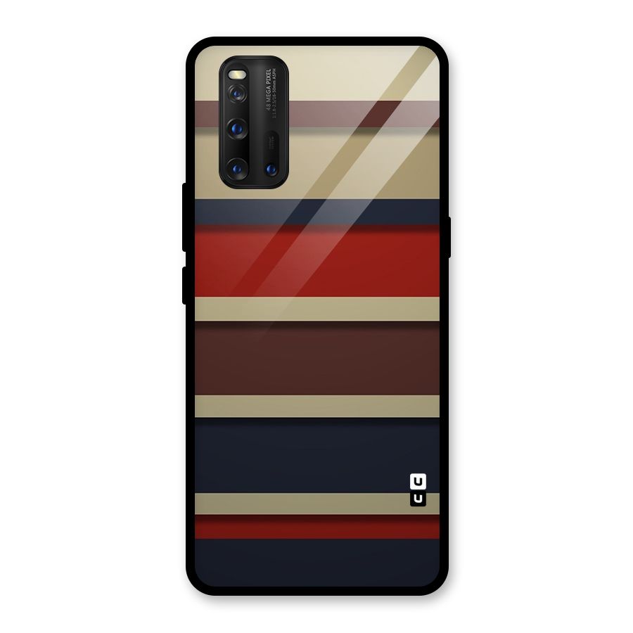 Elegant Stripes Pattern Glass Back Case for Vivo iQOO 3