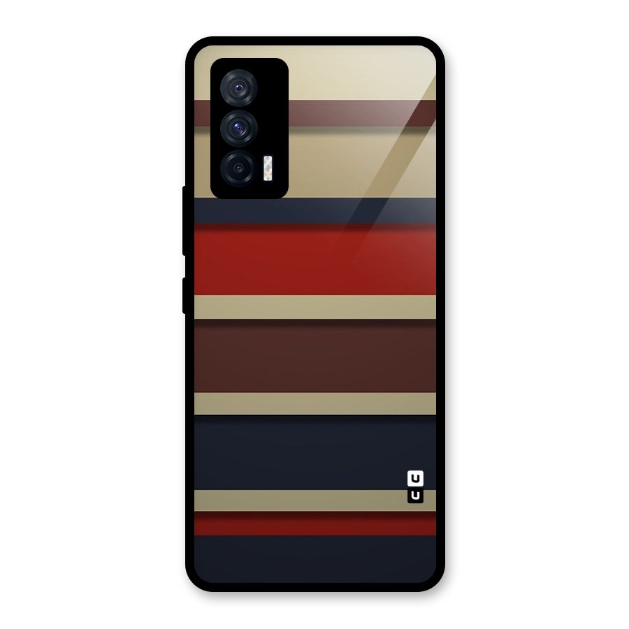 Elegant Stripes Pattern Glass Back Case for Vivo iQOO 7 5G