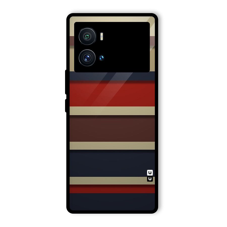 Elegant Stripes Pattern Glass Back Case for Vivo iQOO 9 Pro
