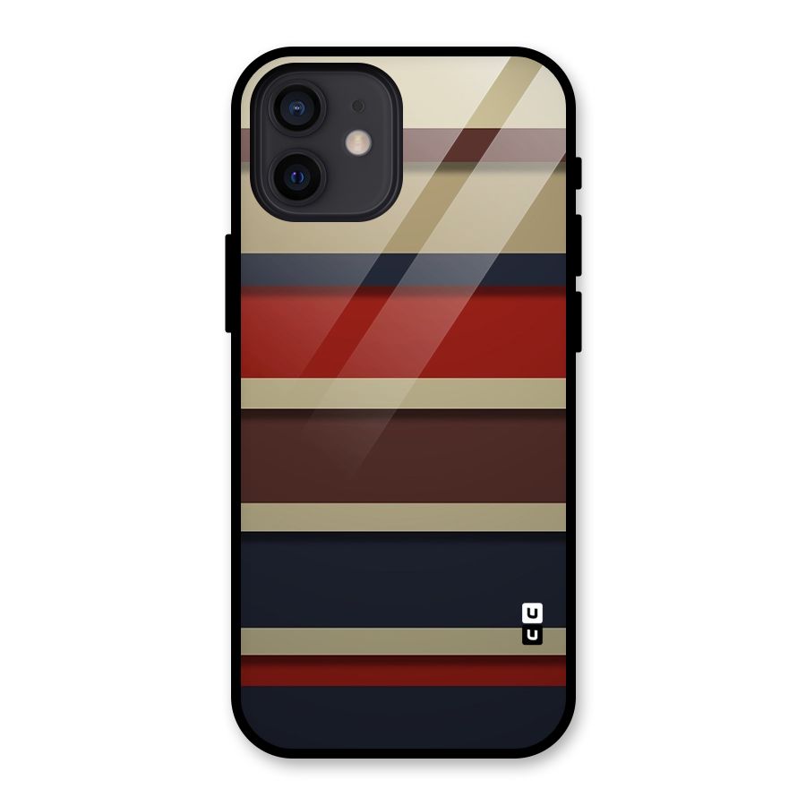 Elegant Stripes Pattern Glass Back Case for iPhone 12