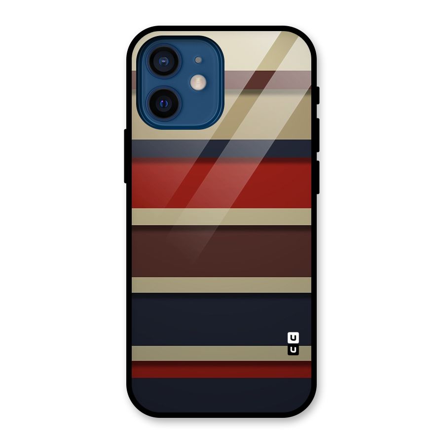 Elegant Stripes Pattern Glass Back Case for iPhone 12 Mini