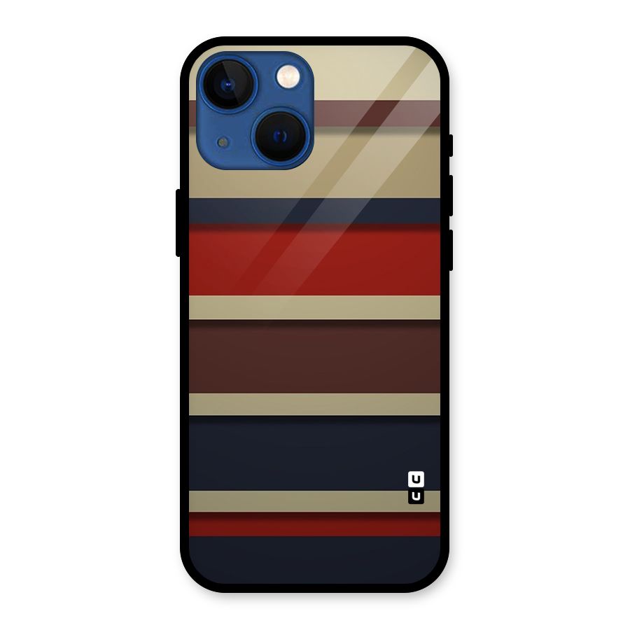 Elegant Stripes Pattern Glass Back Case for iPhone 13 Mini