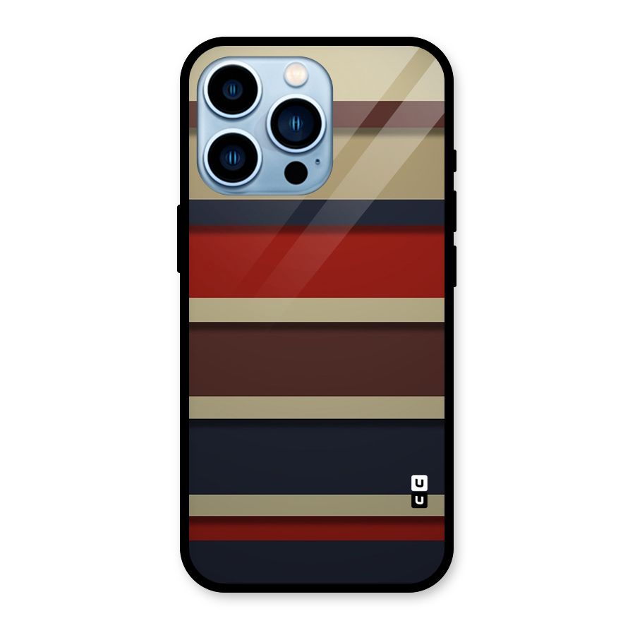 Elegant Stripes Pattern Glass Back Case for iPhone 13 Pro