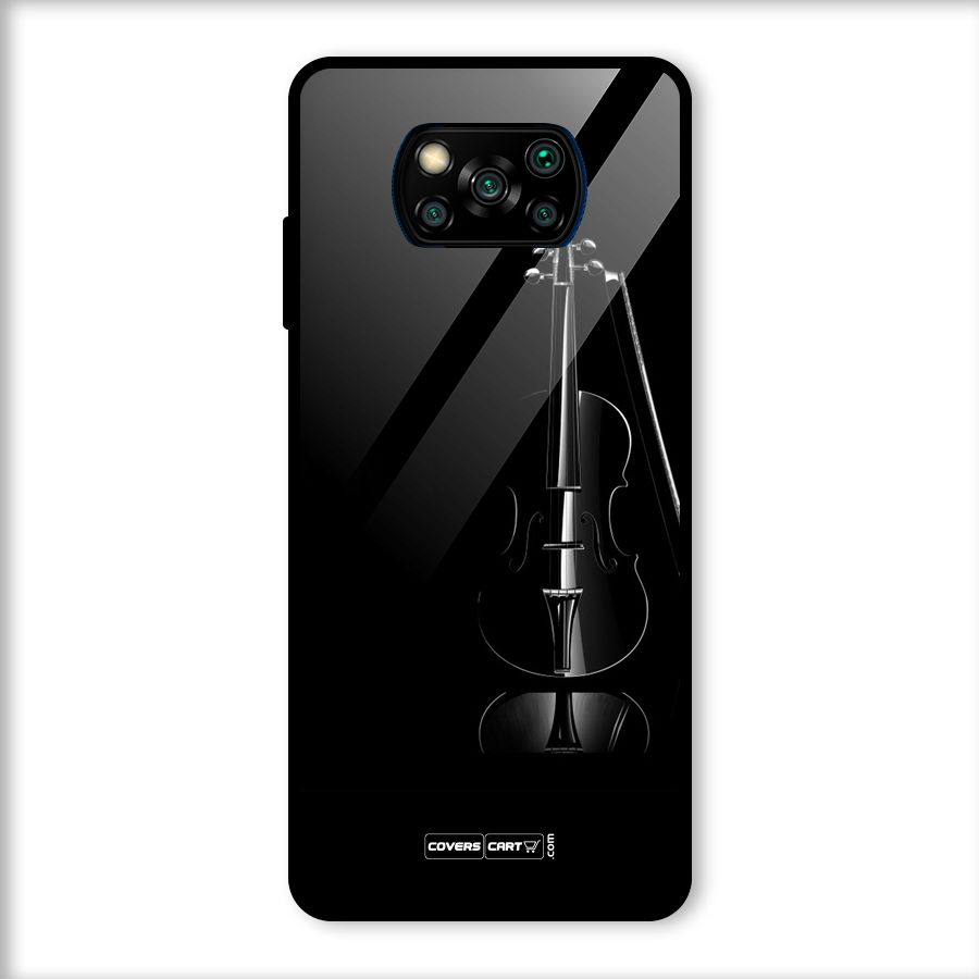 Elegant Violin Glass Back Case for Poco X3