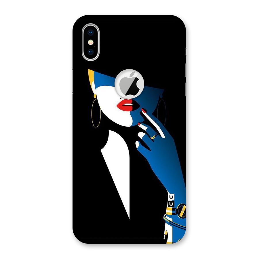 Elegant Woman Back Case for iPhone XS Logo Cut
