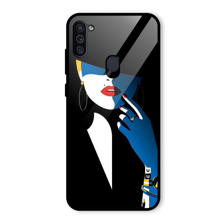 Elegant Woman Glass Back Case for Galaxy M11