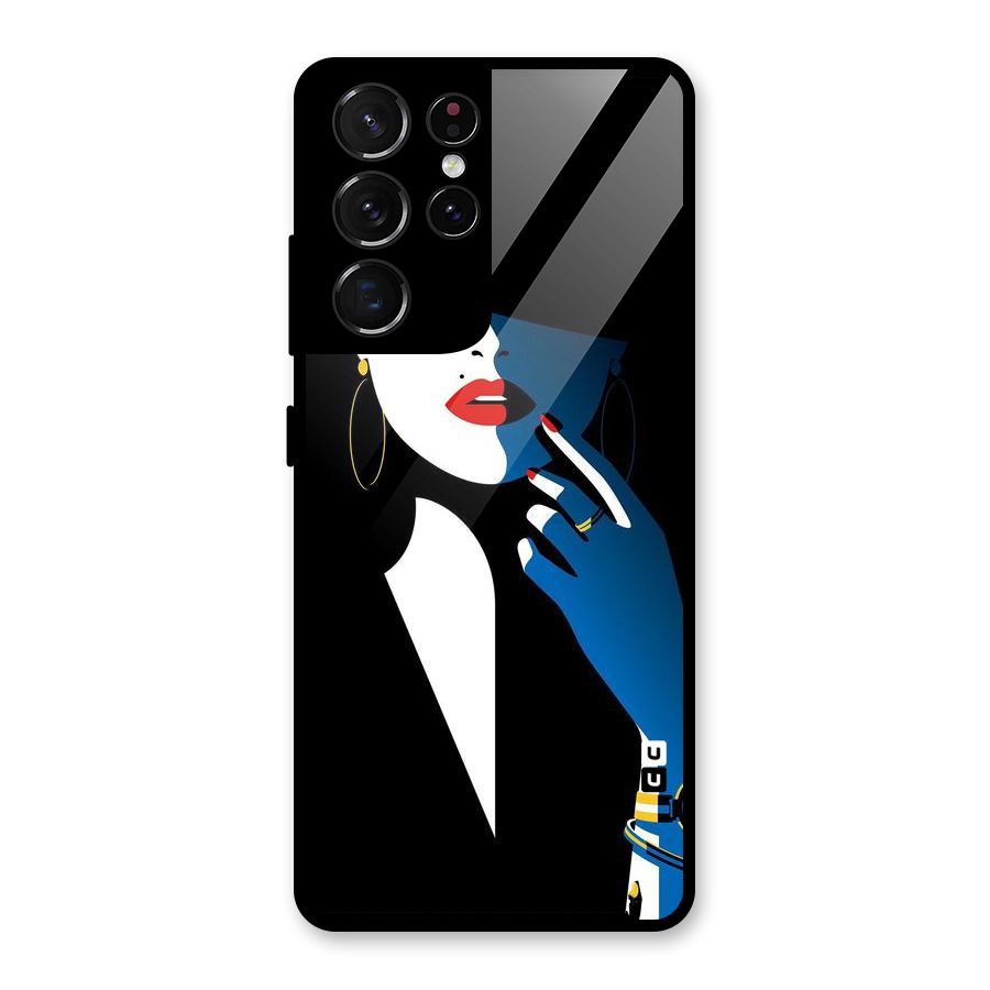 Elegant Woman Glass Back Case for Galaxy S21 Ultra 5G