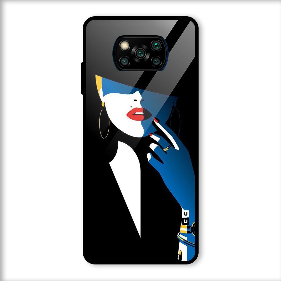 Elegant Woman Glass Back Case for Poco X3