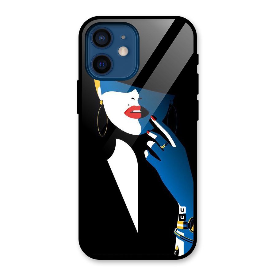Elegant Woman Glass Back Case for iPhone 12 Mini
