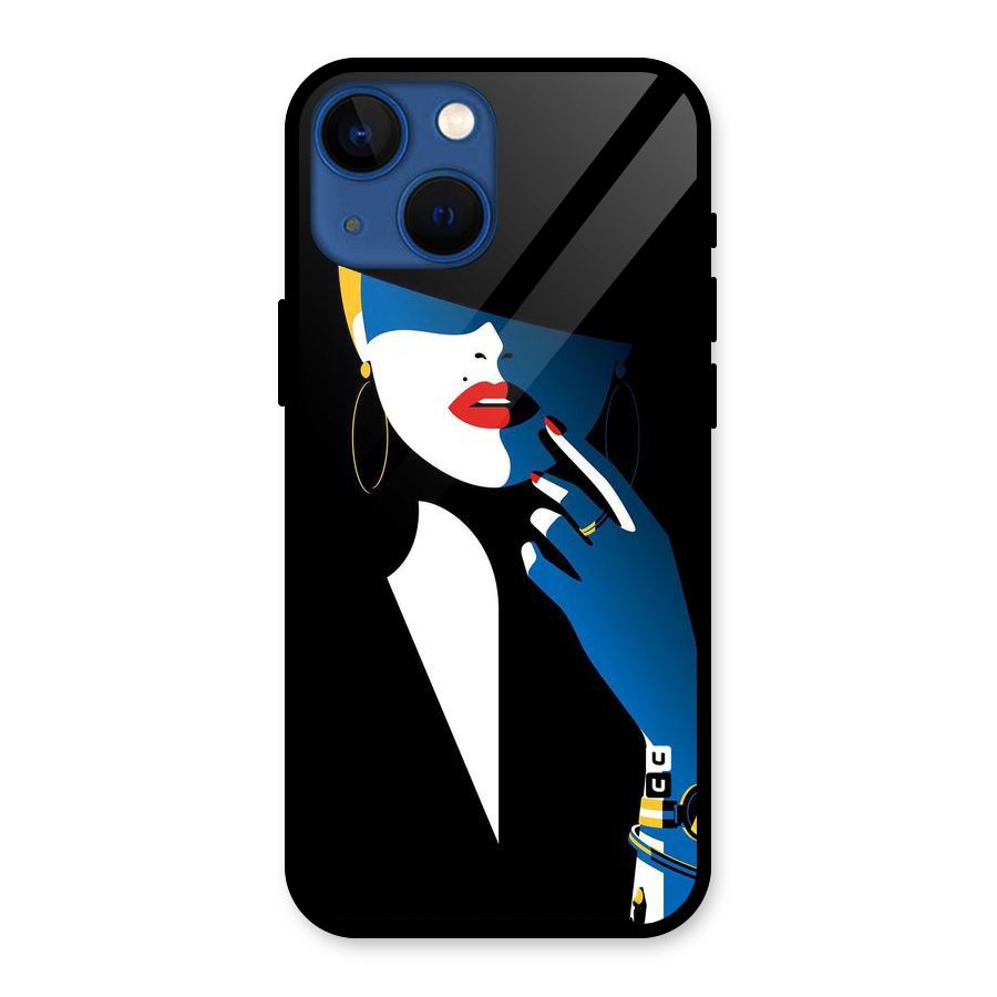 Elegant Woman Glass Back Case for iPhone 13 Mini