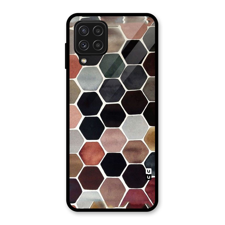Elite Pastel Hexagons Glass Back Case for Galaxy A22 4G