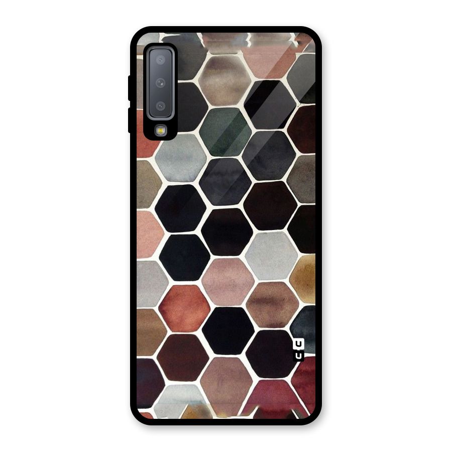Elite Pastel Hexagons Glass Back Case for Galaxy A7 (2018)