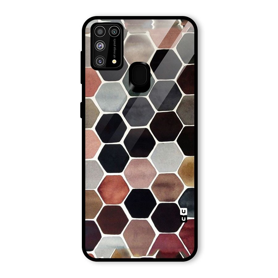 Elite Pastel Hexagons Glass Back Case for Galaxy F41