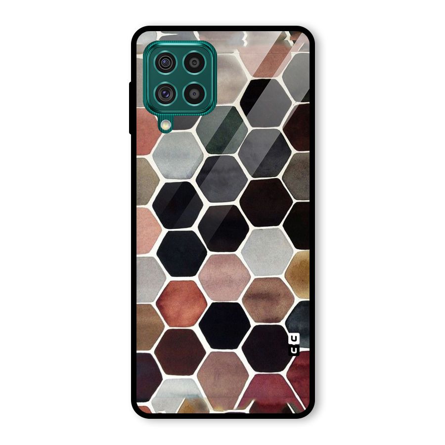 Elite Pastel Hexagons Glass Back Case for Galaxy F62