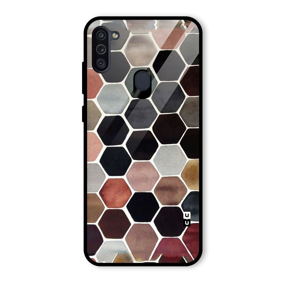 Elite Pastel Hexagons Glass Back Case for Galaxy M11