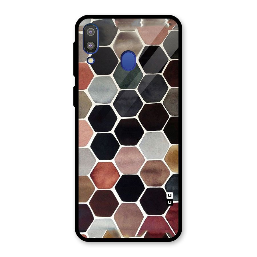 Elite Pastel Hexagons Glass Back Case for Galaxy M20