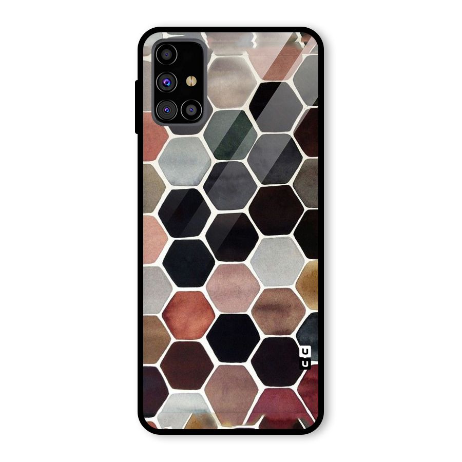 Elite Pastel Hexagons Glass Back Case for Galaxy M31s