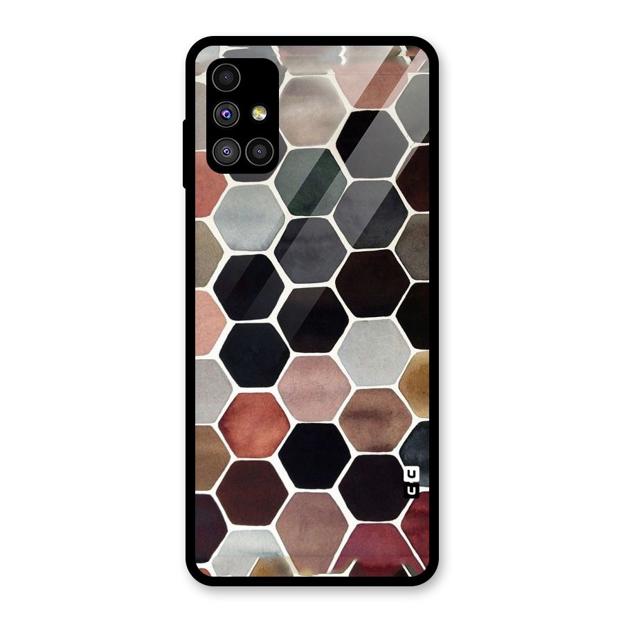 Elite Pastel Hexagons Glass Back Case for Galaxy M51