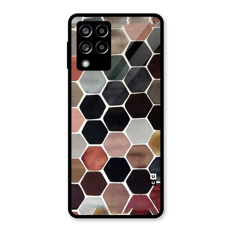 Elite Pastel Hexagons Glass Back Case for Galaxy M53 5G