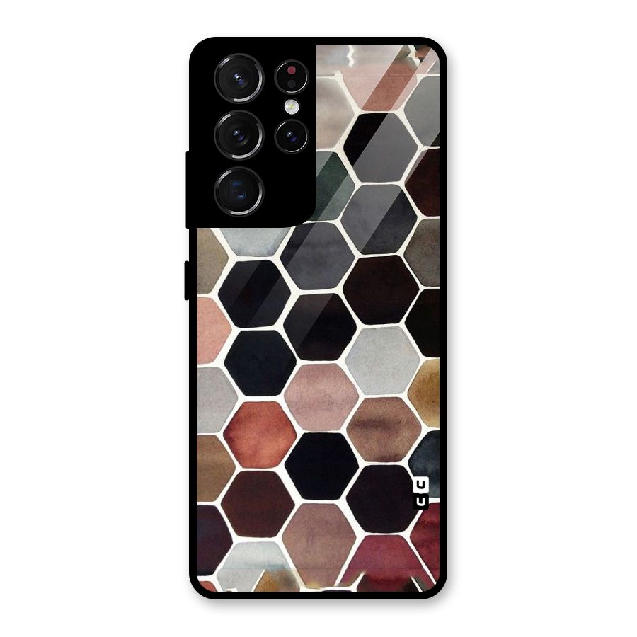 Elite Pastel Hexagons Glass Back Case for Galaxy S21 Ultra 5G