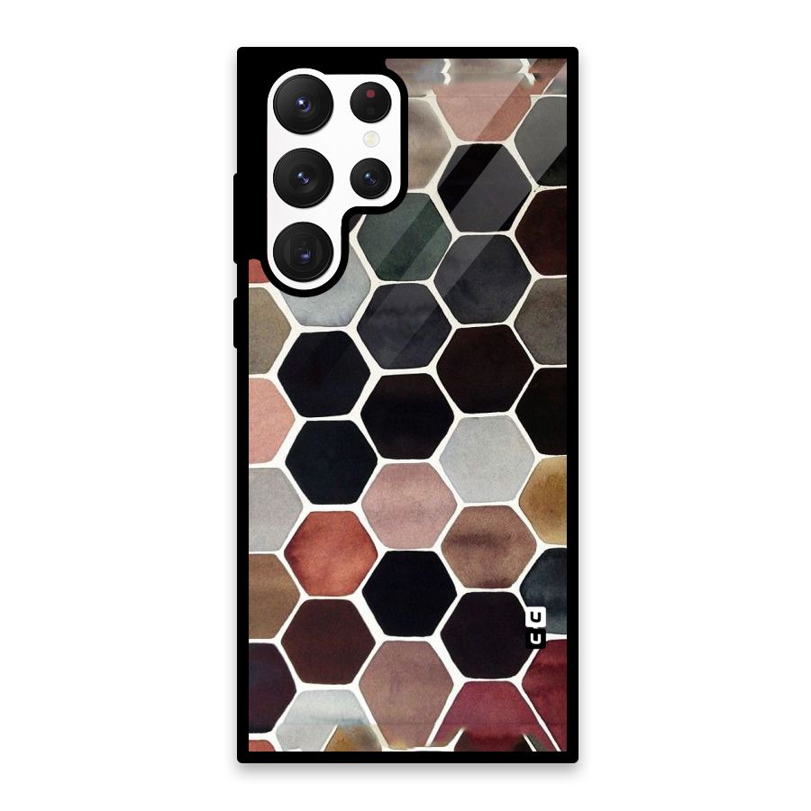 Elite Pastel Hexagons Glass Back Case for Galaxy S22 Ultra 5G