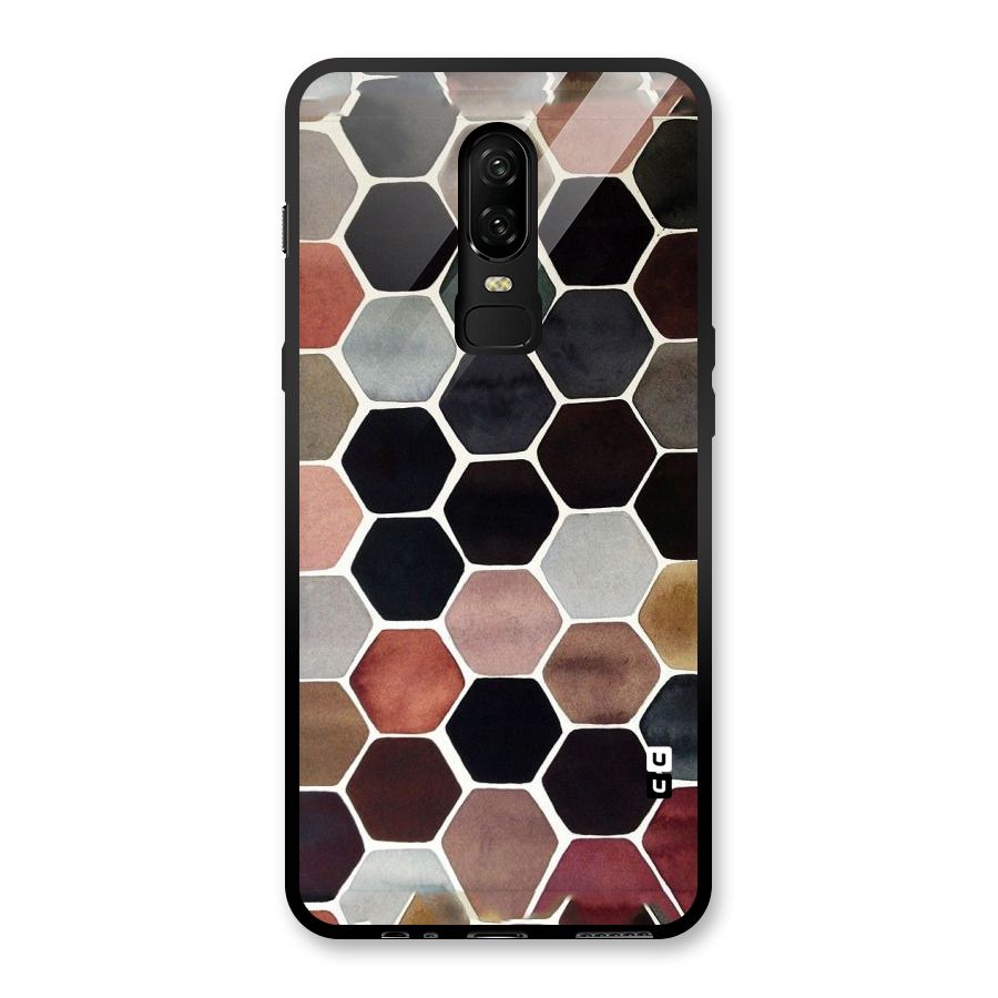 Elite Pastel Hexagons Glass Back Case for OnePlus 6