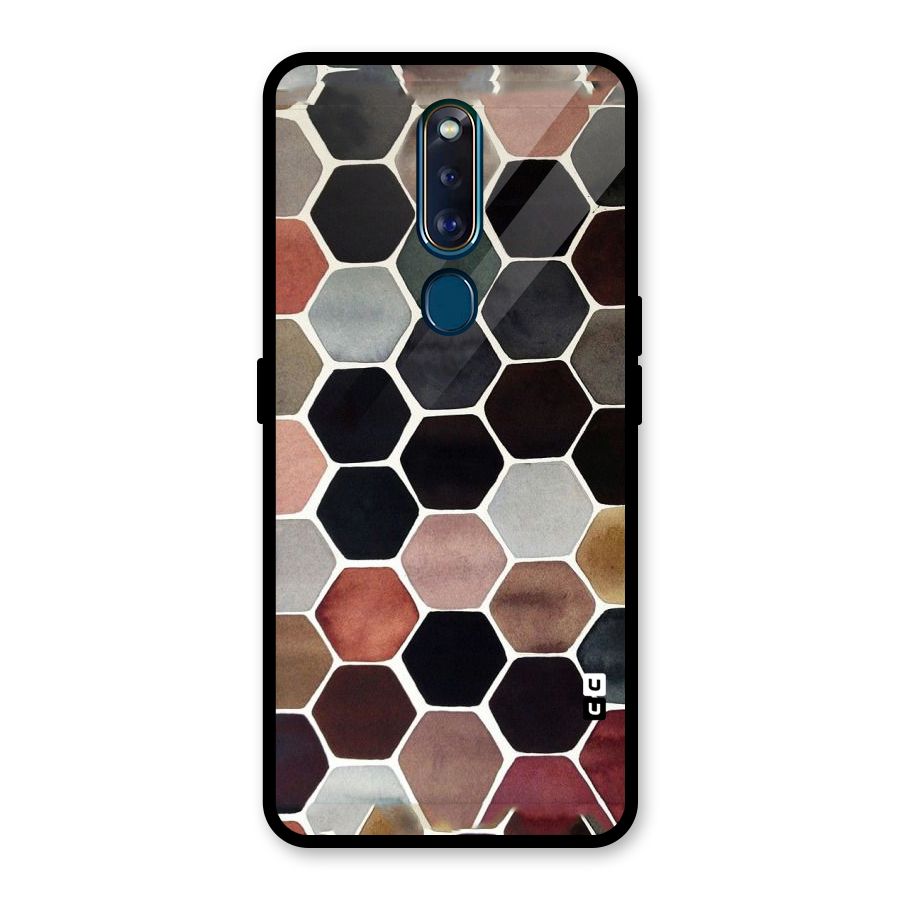 Elite Pastel Hexagons Glass Back Case for Oppo F11 Pro