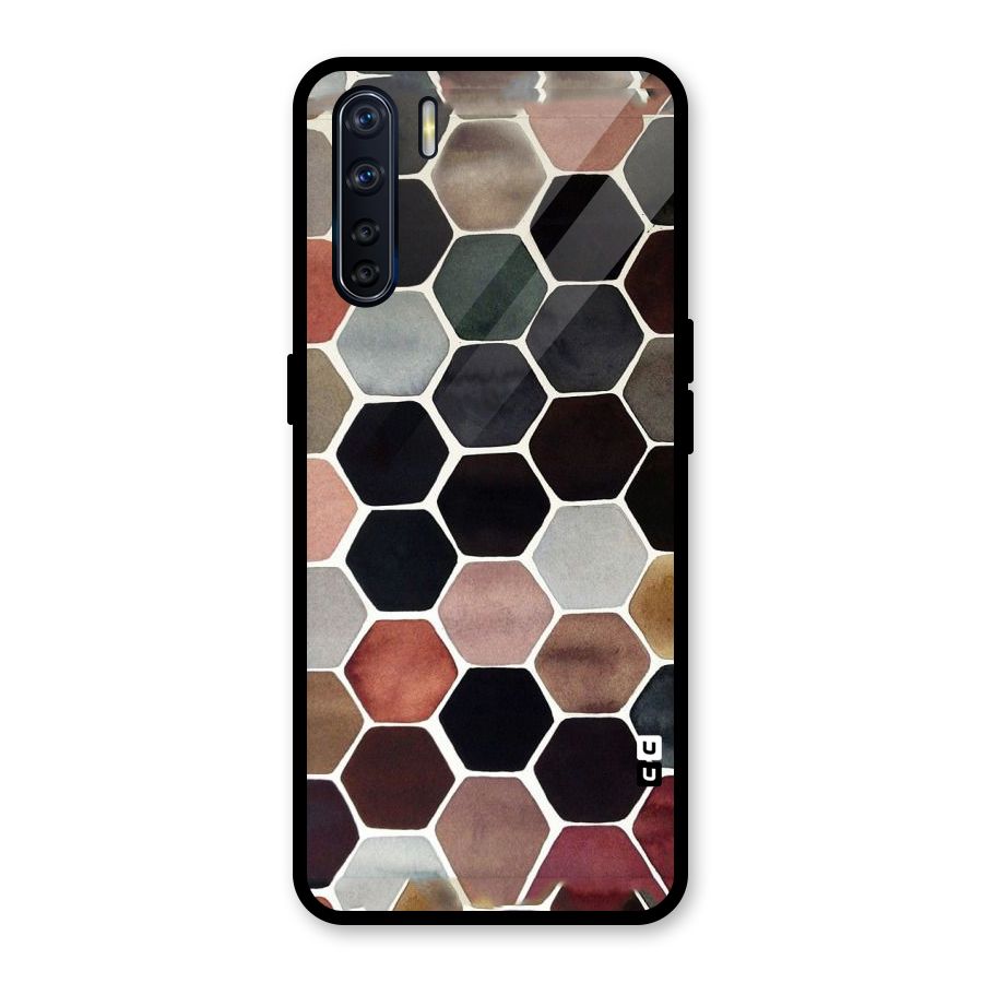 Elite Pastel Hexagons Glass Back Case for Oppo F15