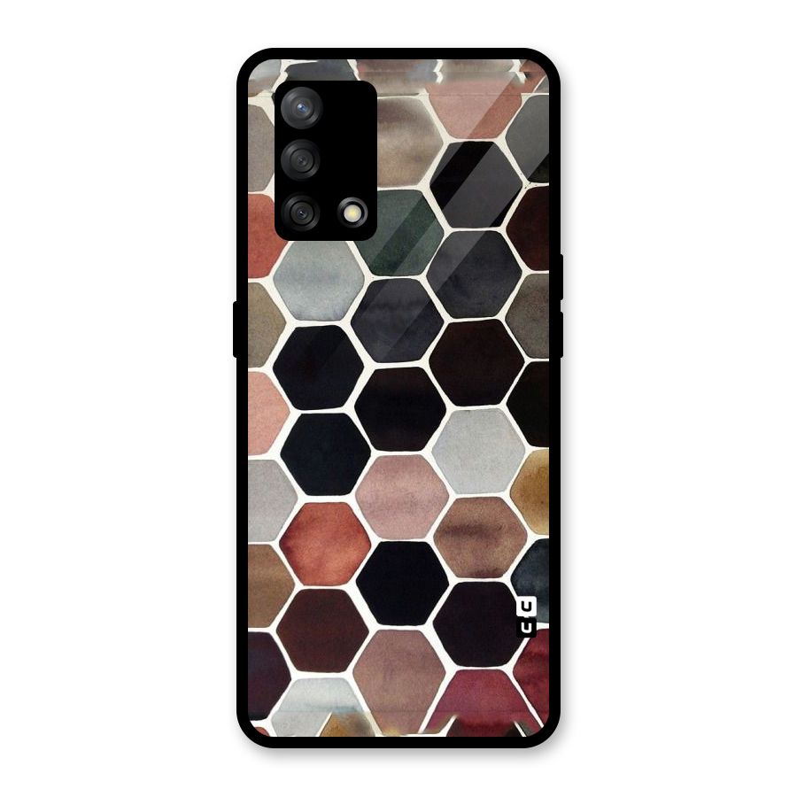 Elite Pastel Hexagons Glass Back Case for Oppo F19