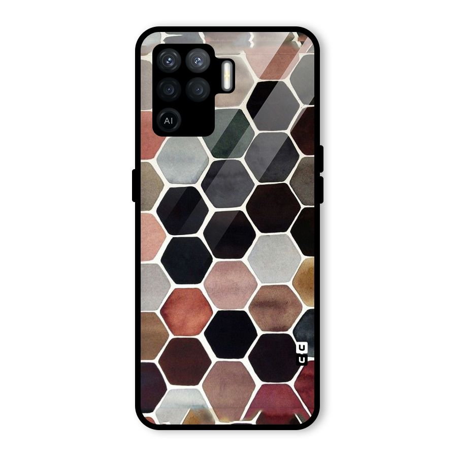 Elite Pastel Hexagons Glass Back Case for Oppo F19 Pro