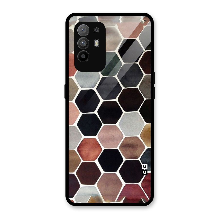 Elite Pastel Hexagons Glass Back Case for Oppo F19 Pro Plus 5G