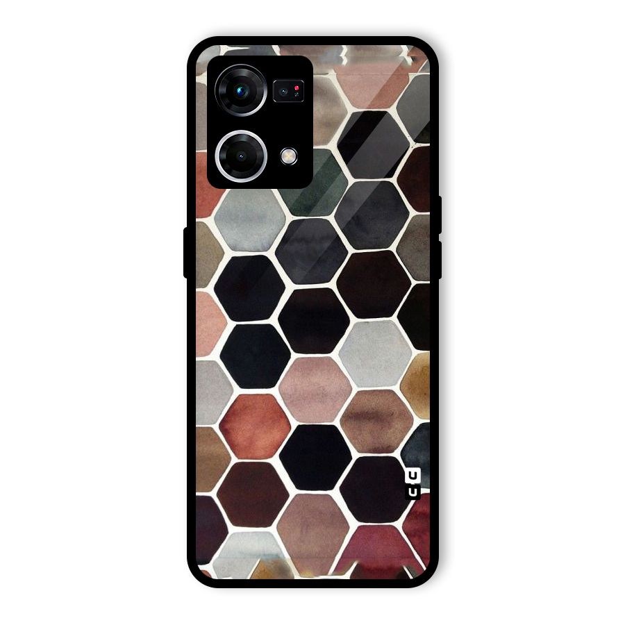 Elite Pastel Hexagons Glass Back Case for Oppo F21 Pro 5G