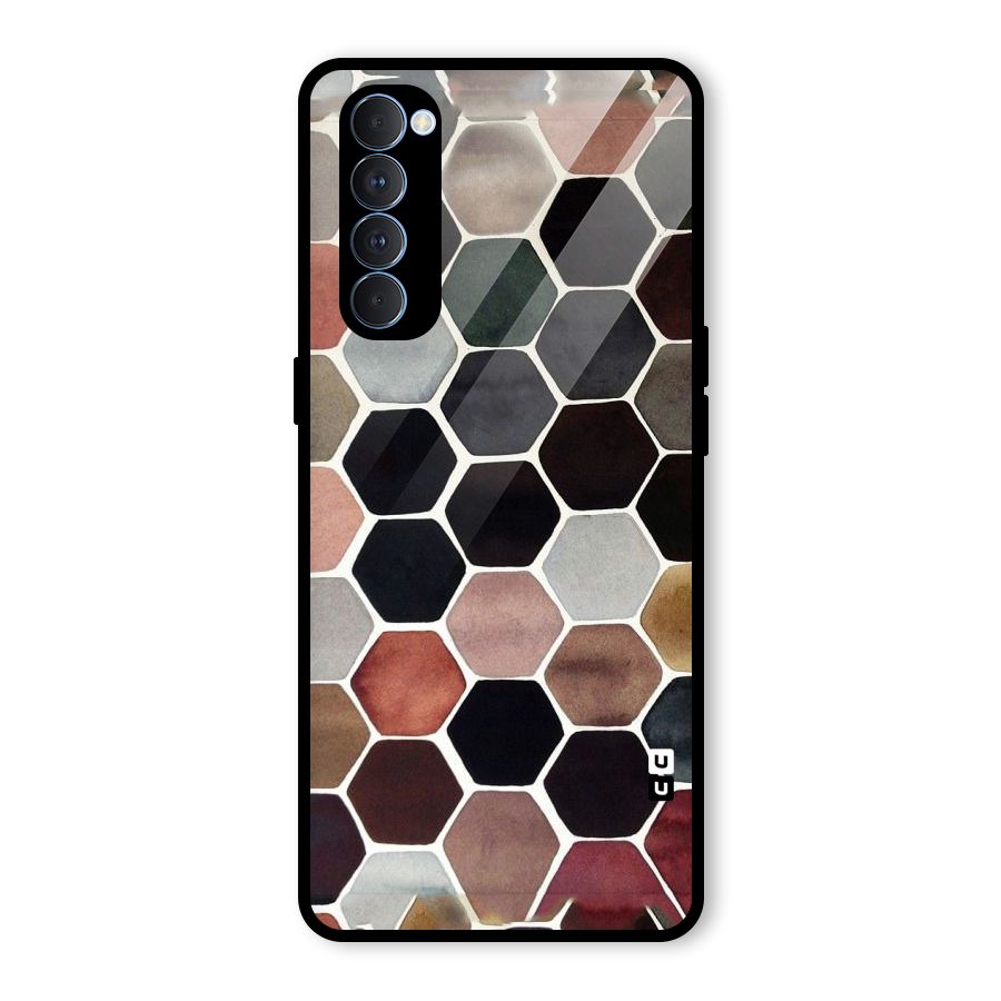 Elite Pastel Hexagons Glass Back Case for Oppo Reno4 Pro