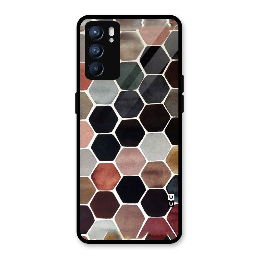Elite Pastel Hexagons Glass Back Case for Oppo Reno6 5G
