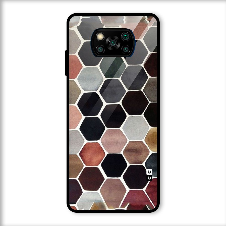 Elite Pastel Hexagons Glass Back Case for Poco X3