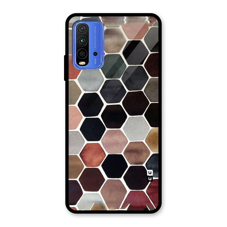 Elite Pastel Hexagons Glass Back Case for Redmi 9 Power