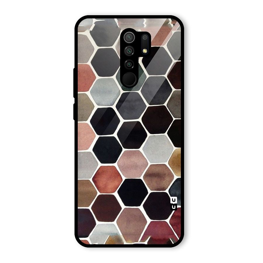 Elite Pastel Hexagons Glass Back Case for Redmi 9 Prime